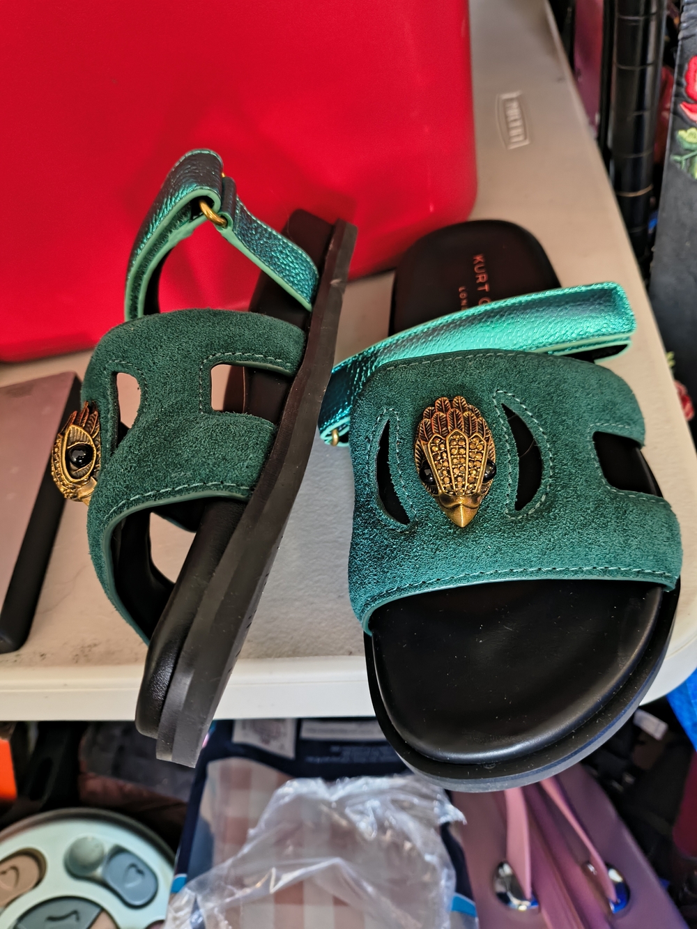 Rare green Kurt Geiger eagle head velvet unique and very hard to find